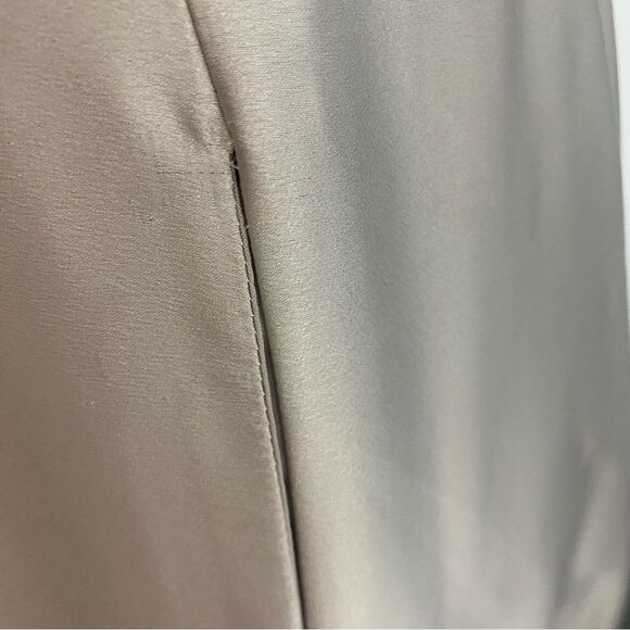 La Femme Strapless Slit Silver Satin Ballgown Long Formal Prom Evening Size 10 - Picture 10 of 13